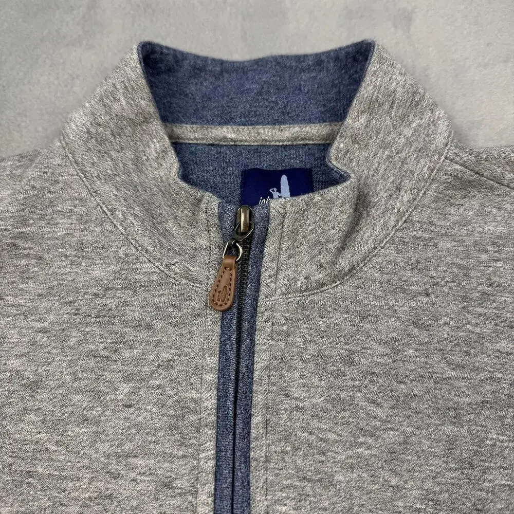 Johnnie-O Sweatshirt Mens Medium Gray 1/4 Zip Mock Neck Pullover Heather Logo